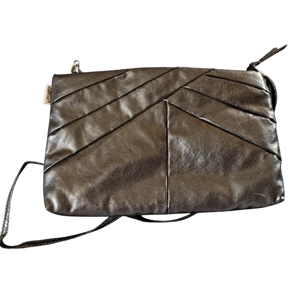 Le Privé Holiday Fair 70s/80s Elegant Black Faux Leather Purse Crossbody Clutch